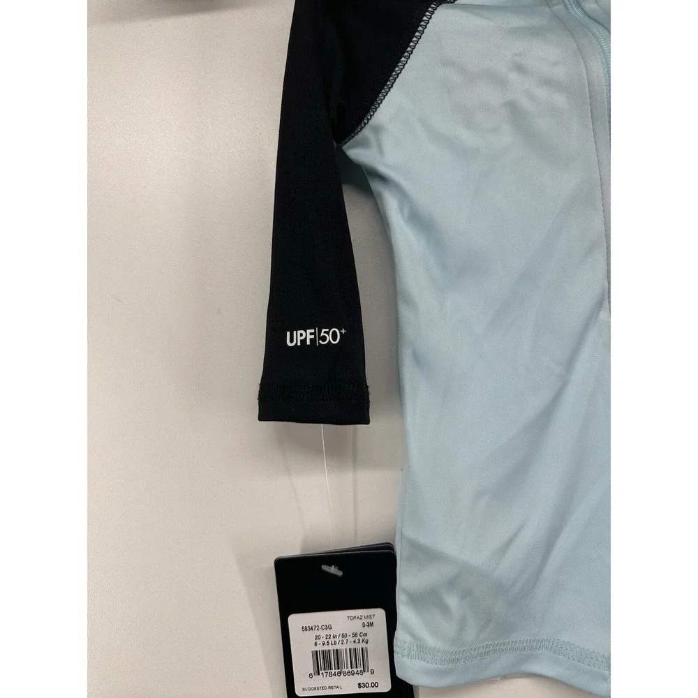 Hurley Nike Dri Fit UPF 50+ OnePiece Rashguard Swimsuit Baby Boy Light Blue 0-3m